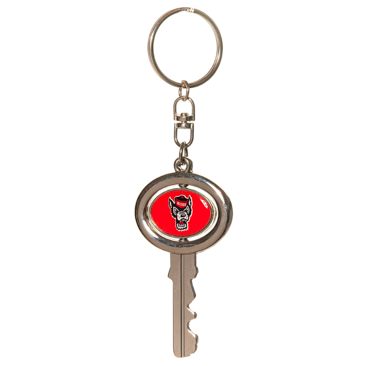 NC State Wolfpack Spinning Key Shaped Keychain