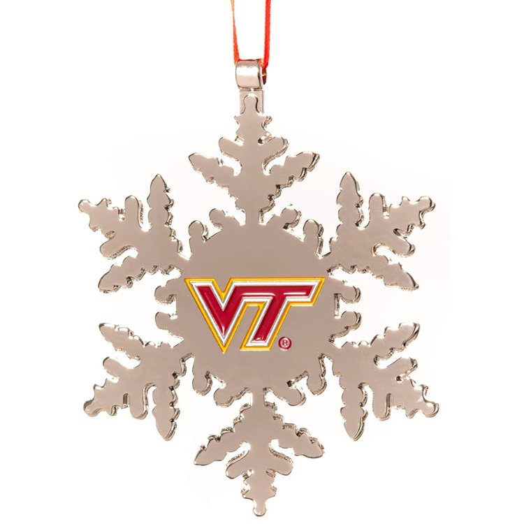 Virginia Tech Hokies Metal Snowflake Christmas Ornament