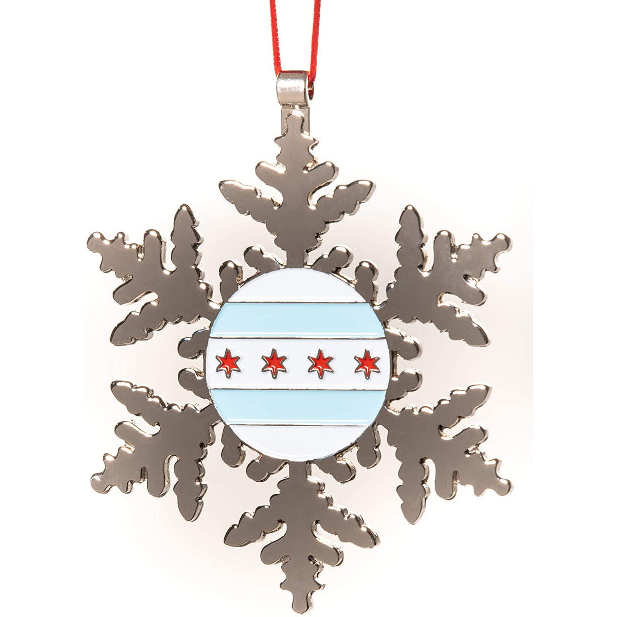 City of Chicago Flag Snowflake Christmas Ornament