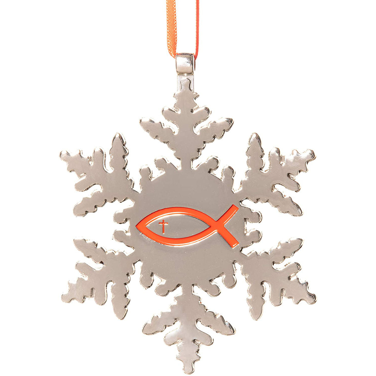 Jesus Fish Cross Snowflake Christmas Ornament