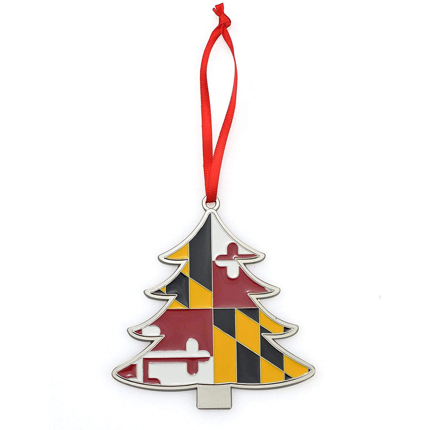 Maryland Flag Tree Shaped Metal Christmas Ornament
