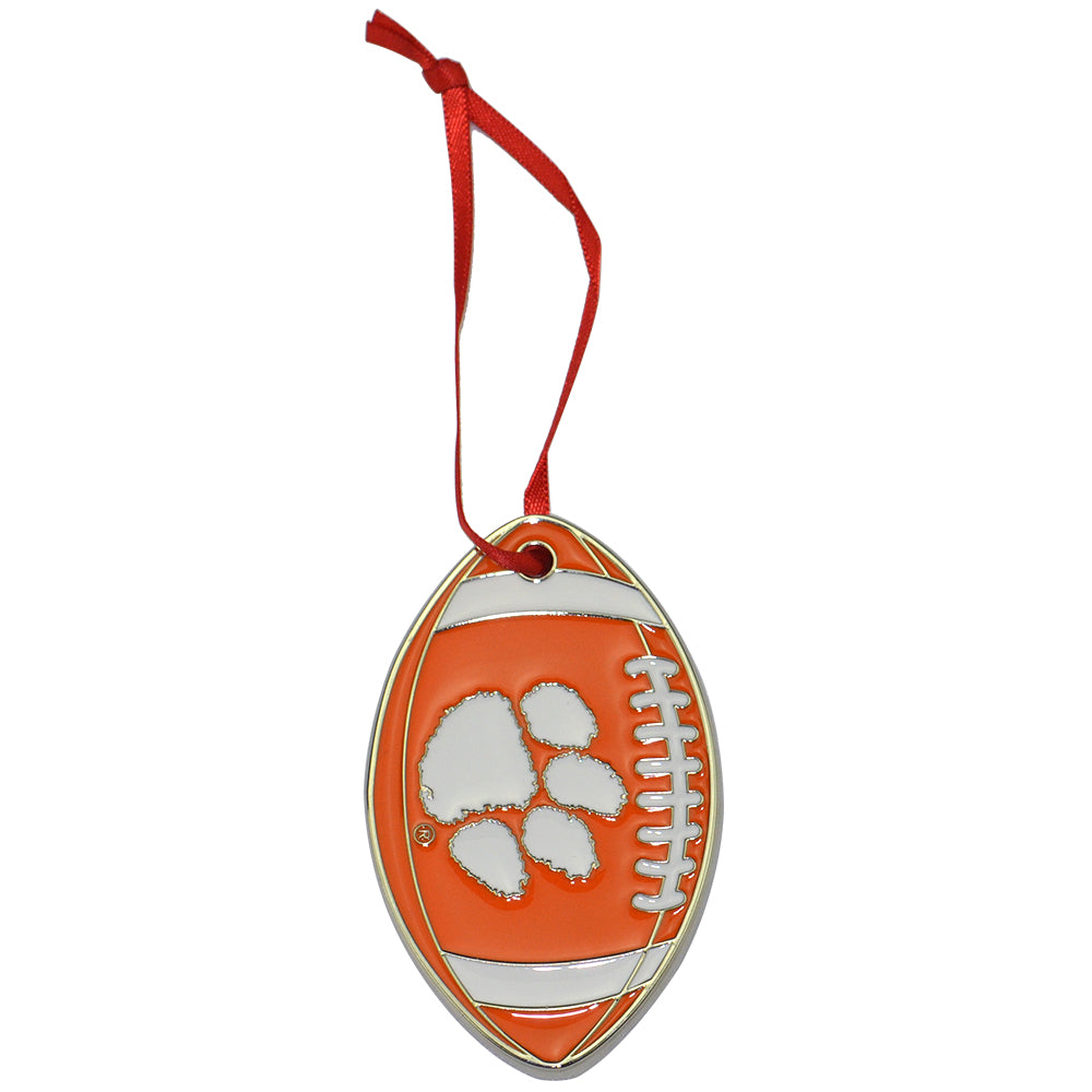 Clemson Tigers Metal Football Christmas Ornament