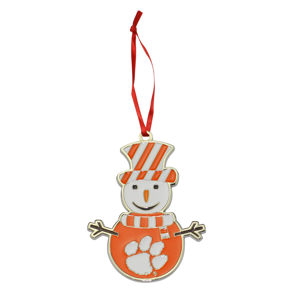 Clemson Tigers Snowman Metal Christmas Ornament