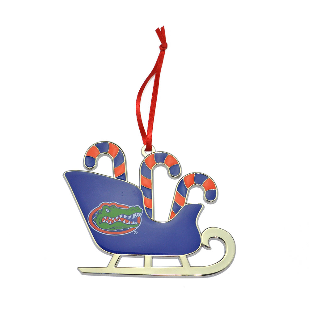 Florida Gators Candy Cane Sleigh Christmas Ornament