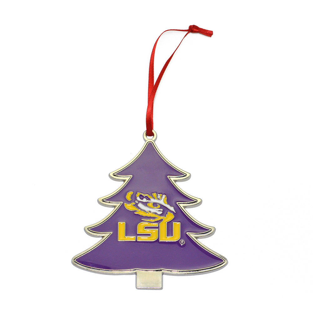 LSU Tigers Tree Shaped Metal Christmas Ornament