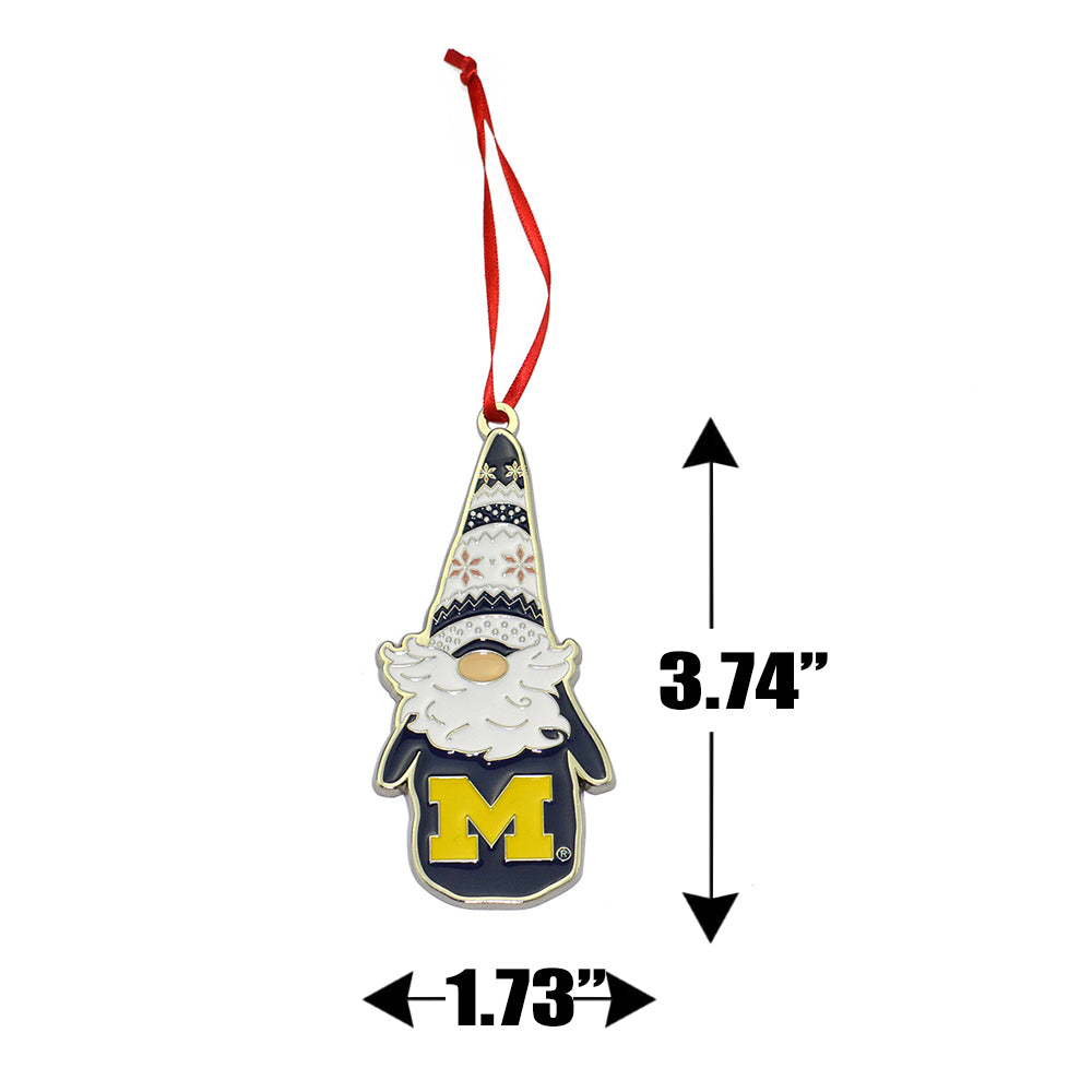 Michigan Wolverines Gnome Metal Christmas Ornament
