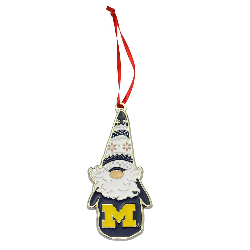 Michigan Wolverines Gnome Metal Christmas Ornament