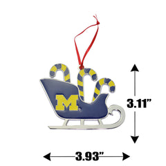 Michigan Wolverines Candy Cane Sleigh Christmas Ornament