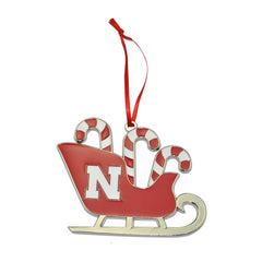 Nebraska Cornhuskers Candy Cane Sleigh Christmas Ornament