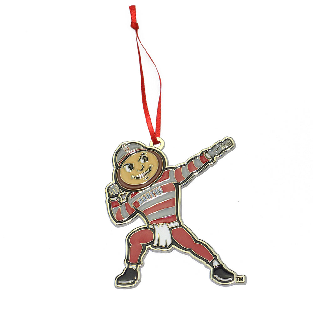 Ohio State Buckeyes Saluting Brutus Metal Christmas Ornament
