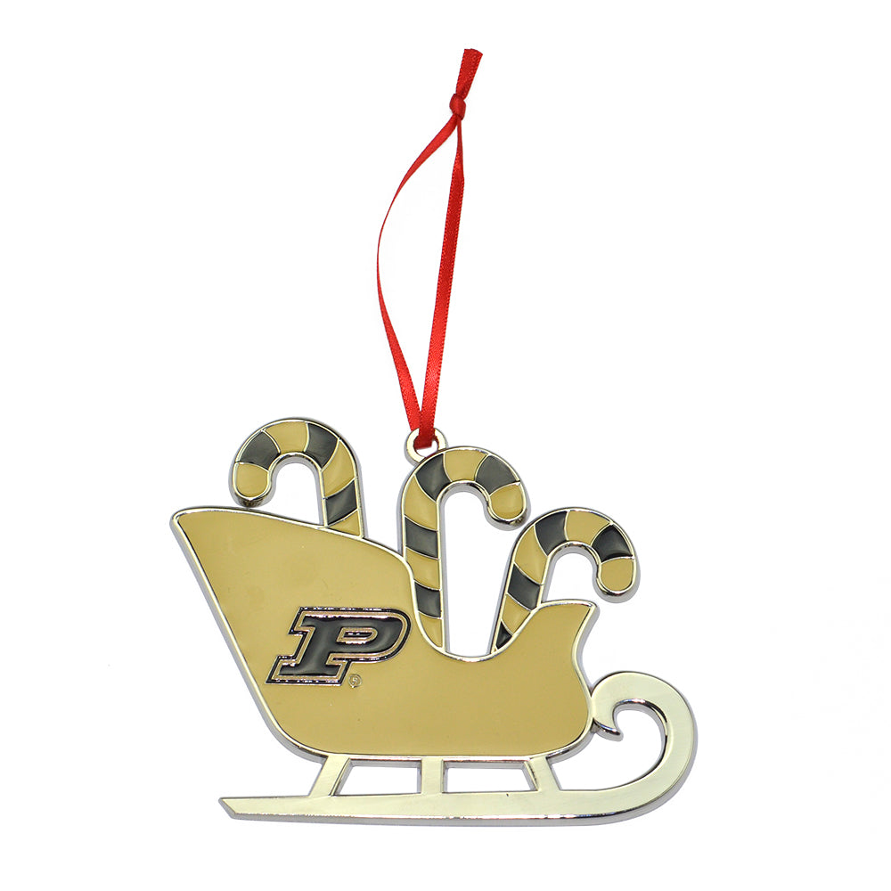 Purdue Boilermakers Candy Cane Sleigh Christmas Ornament