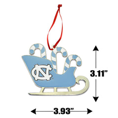 North Carolina Tar Heels (UNC) Candy Cane Sleigh Christmas Ornament