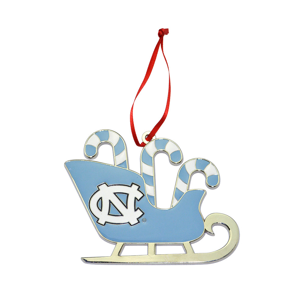 North Carolina Tar Heels (UNC) Candy Cane Sleigh Christmas Ornament