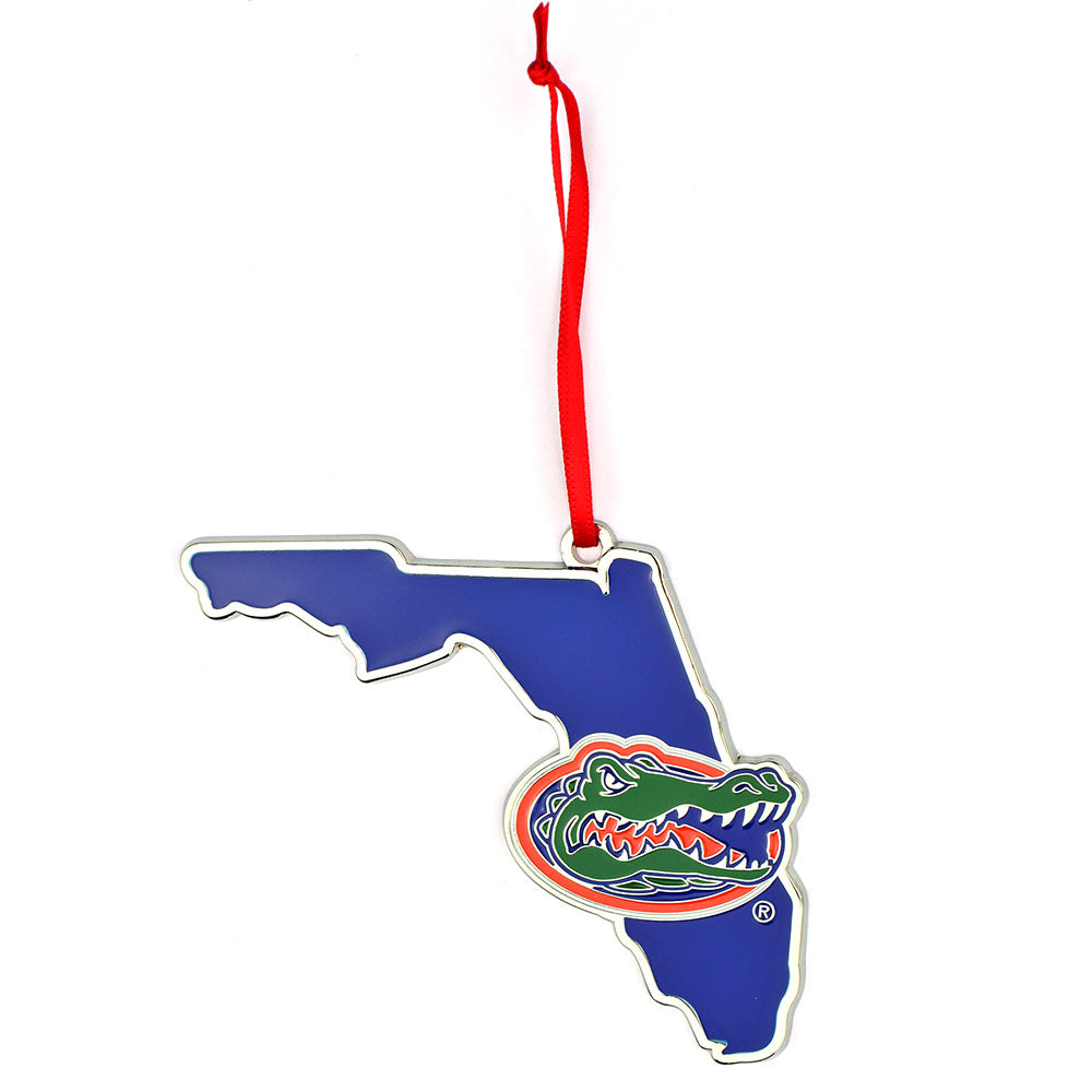 Florida Gators State Shaped Metal Christmas Ornament