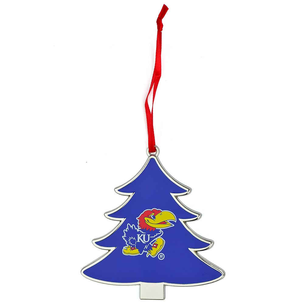 Kansas Jayhawks Tree Shaped Metal Christmas Ornament