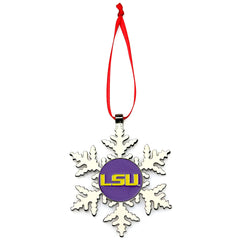 LSU Tigers Snowflake Metal Christmas Ornament