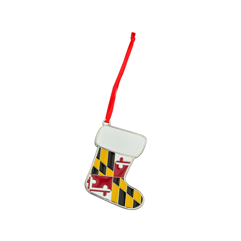 Maryland Flag Stocking Metal Christmas Ornament