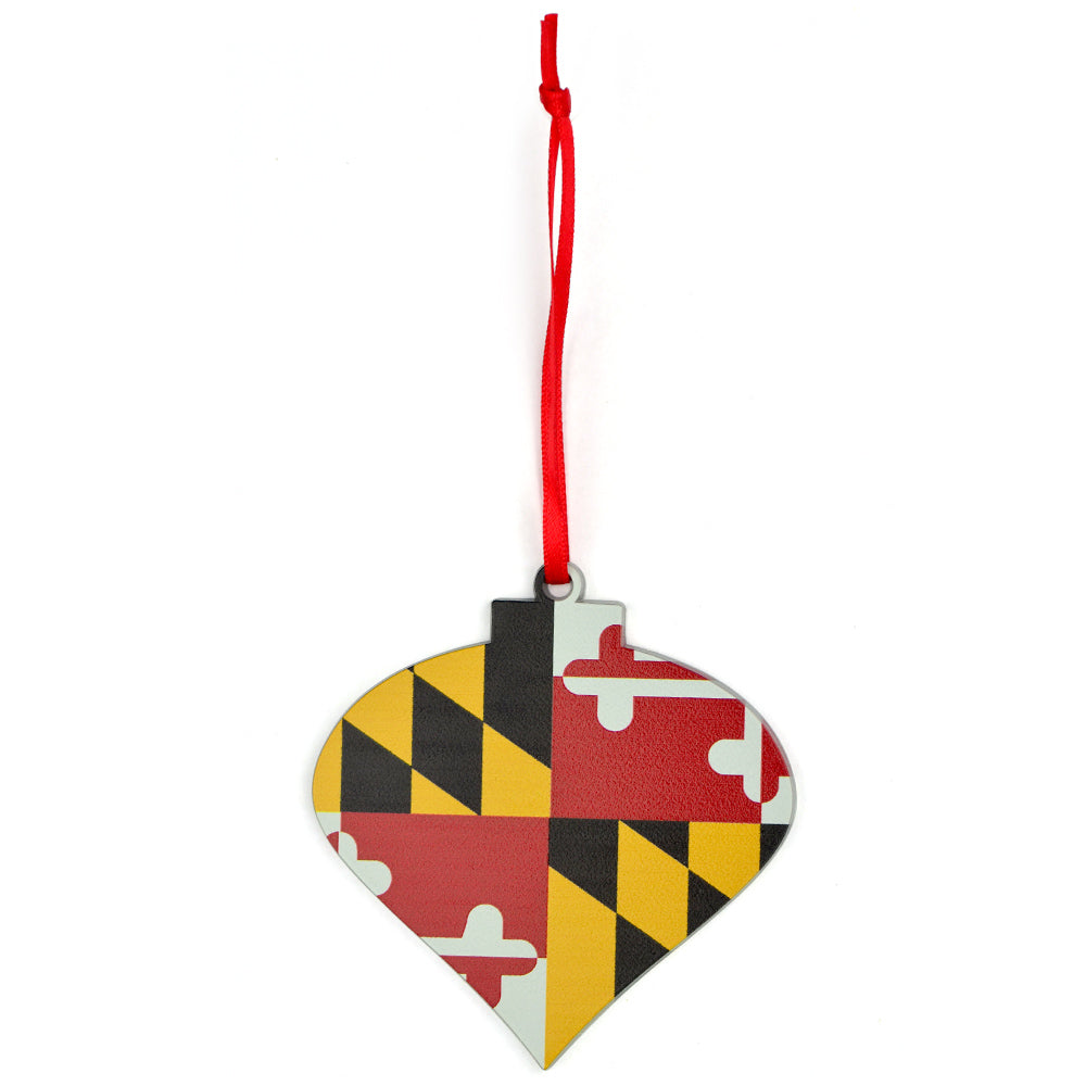 Maryland Flag Heart Shaped Christmas Ornament