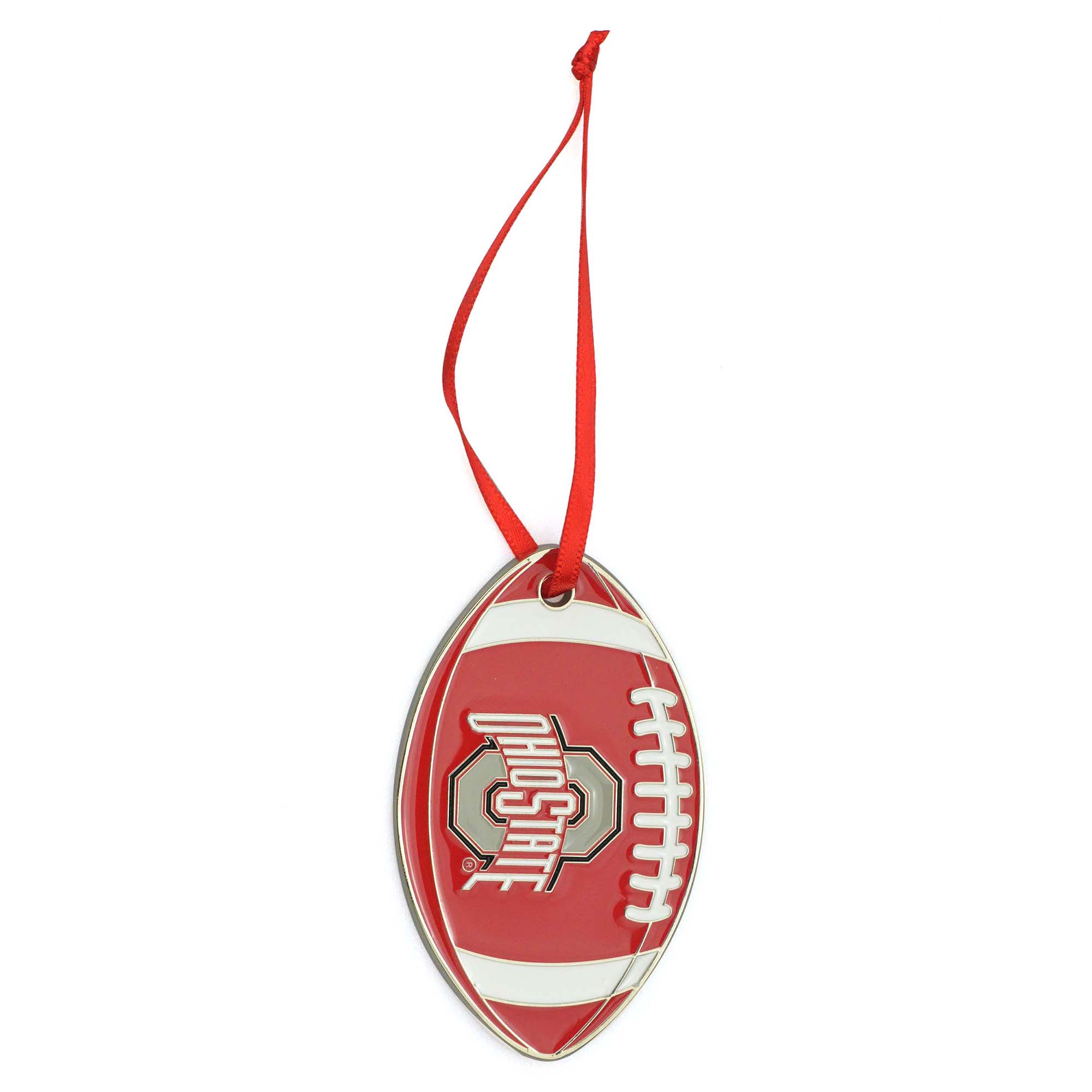 Ohio State Buckeyes Metal Football Christmas Ornament
