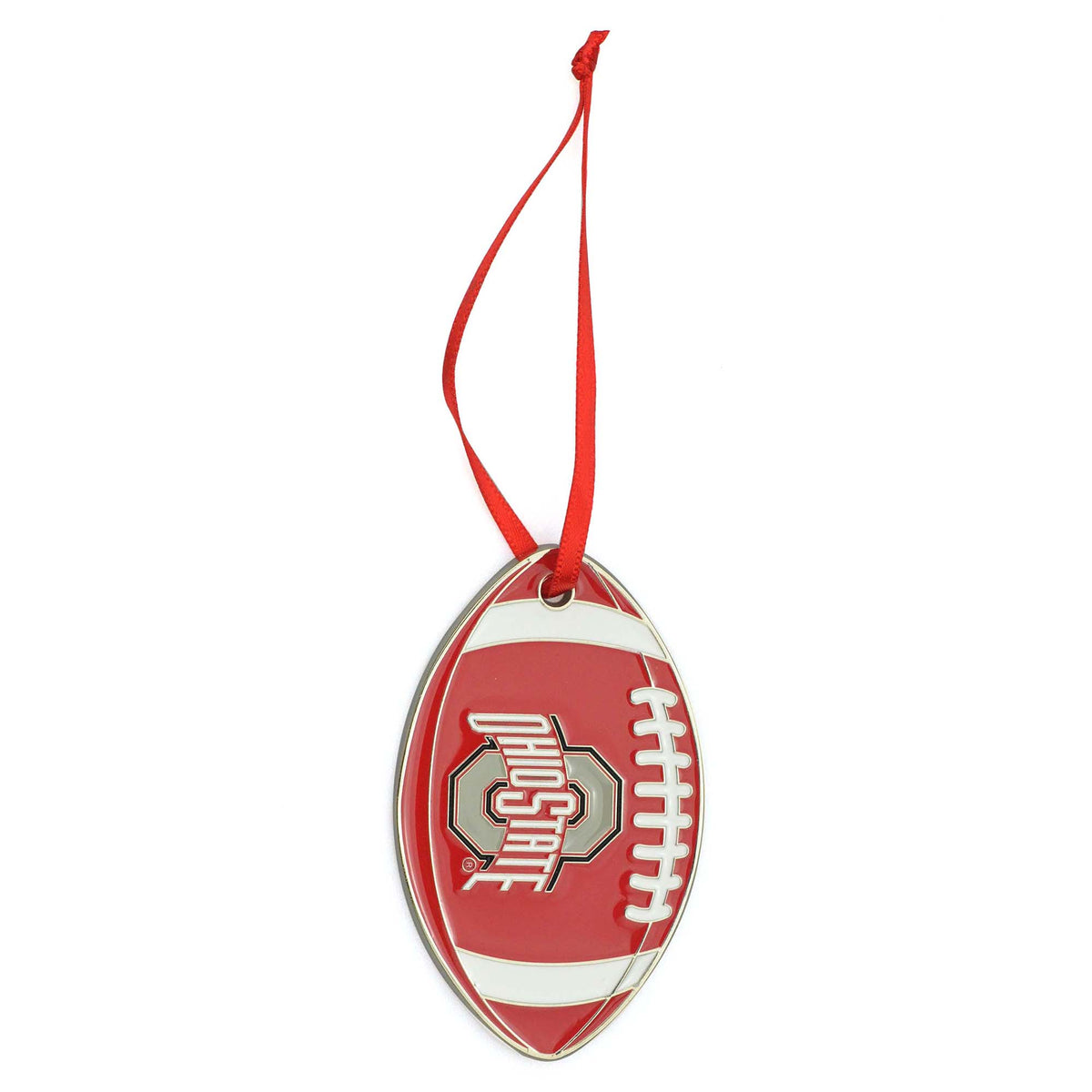Ohio State Buckeyes Metal Football Christmas Ornament