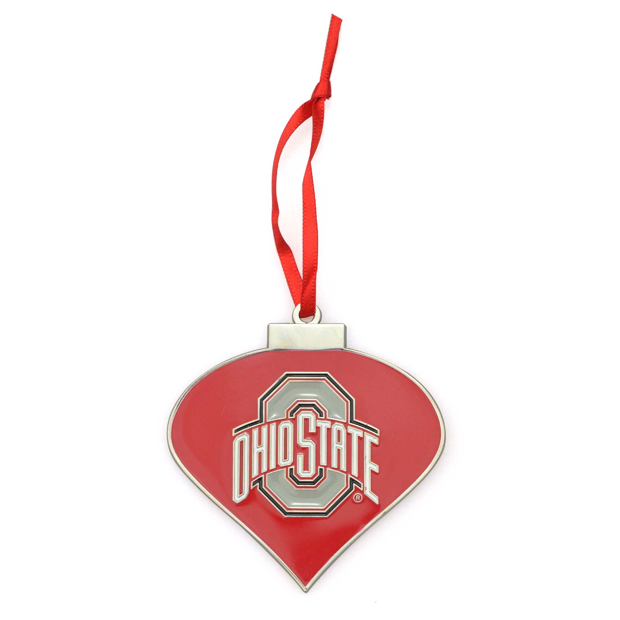 Ohio State Buckeyes Heart Christmas Metal Ornament
