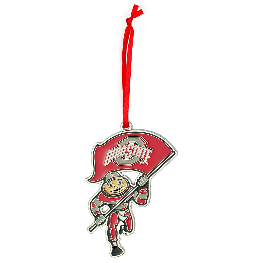 Ohio State Buckeyes Mascot Brutus Metal Christmas Ornament