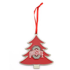 Ohio State Buckeyes Tree Shaped Metal Christmas Ornament