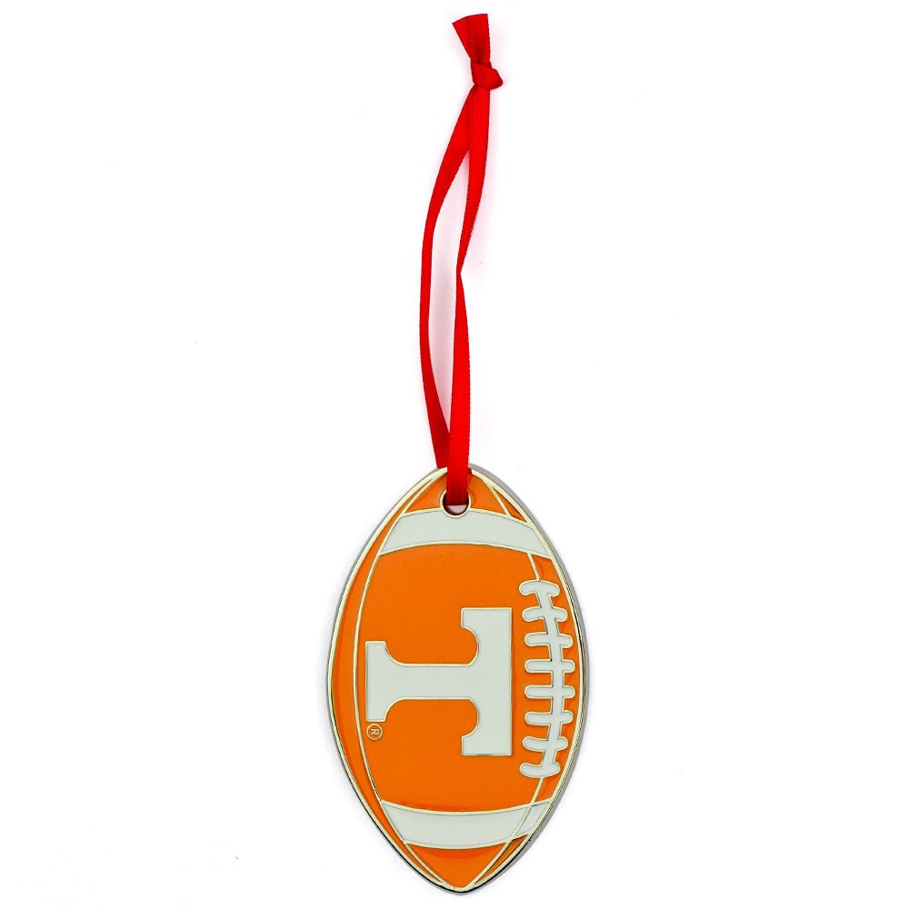 Tennessee Volunteers Metal Football Christmas Ornament