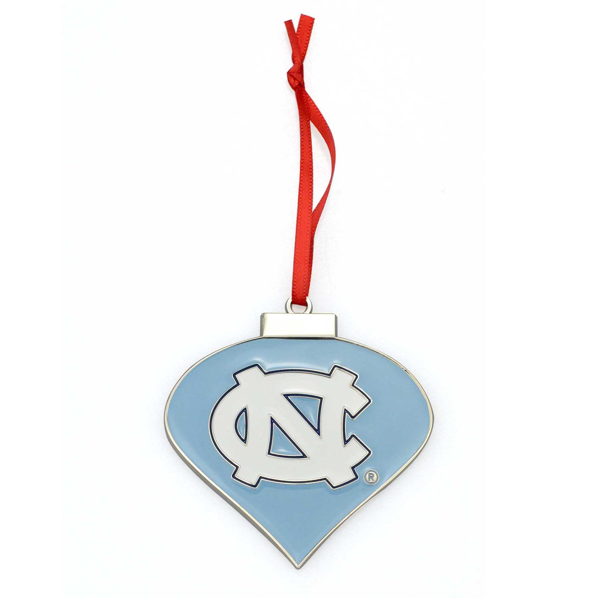 North Carolina Tar Heels (UNC) Heart Christmas Metal Ornament