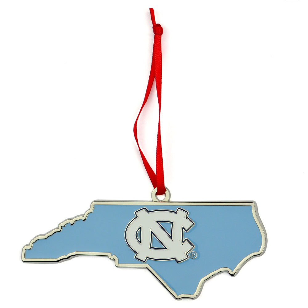 North Carolina Tar Heels/UNC State Shape Metal Christmas Ornament