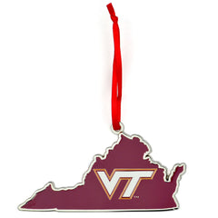 Virginia Tech Hokies State Shape Metal Christmas Ornament