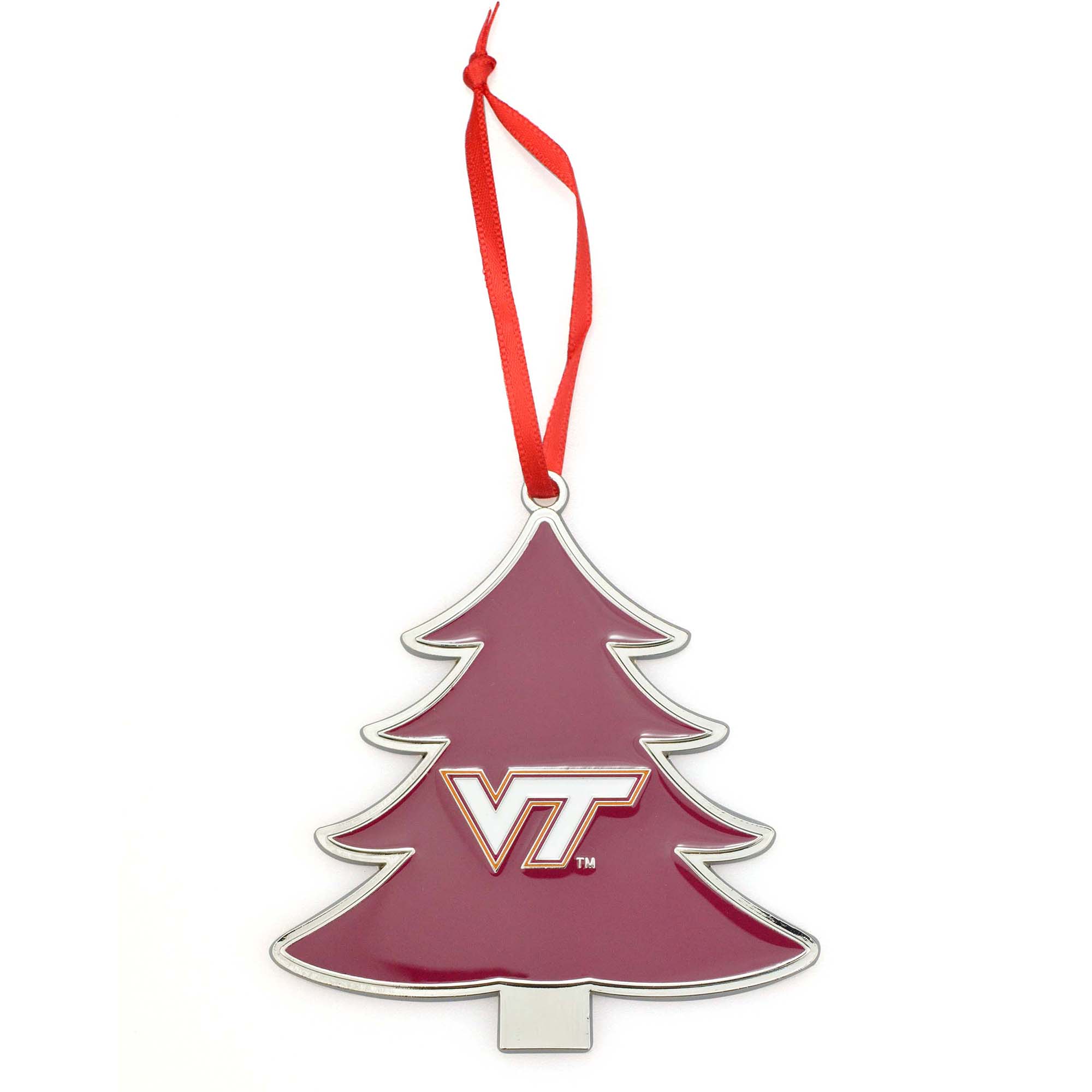 Virginia Tech Hokies Tree Shaped Metal Christmas Ornament