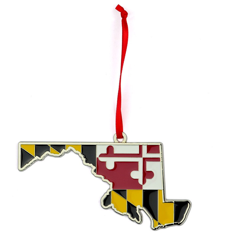 Maryland Flag State Shaped Christmas Ornament