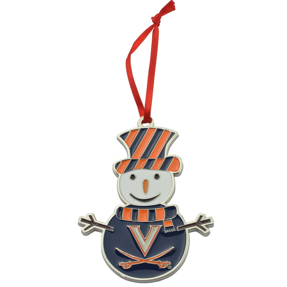 Virginia Cavaliers (UVA) Snowman Metal Christmas Ornament
