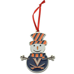 Virginia Cavaliers (UVA) Snowman Metal Christmas Ornament