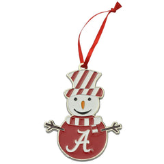 Alabama Crimson Tide Snowman Metal Christmas Ornament