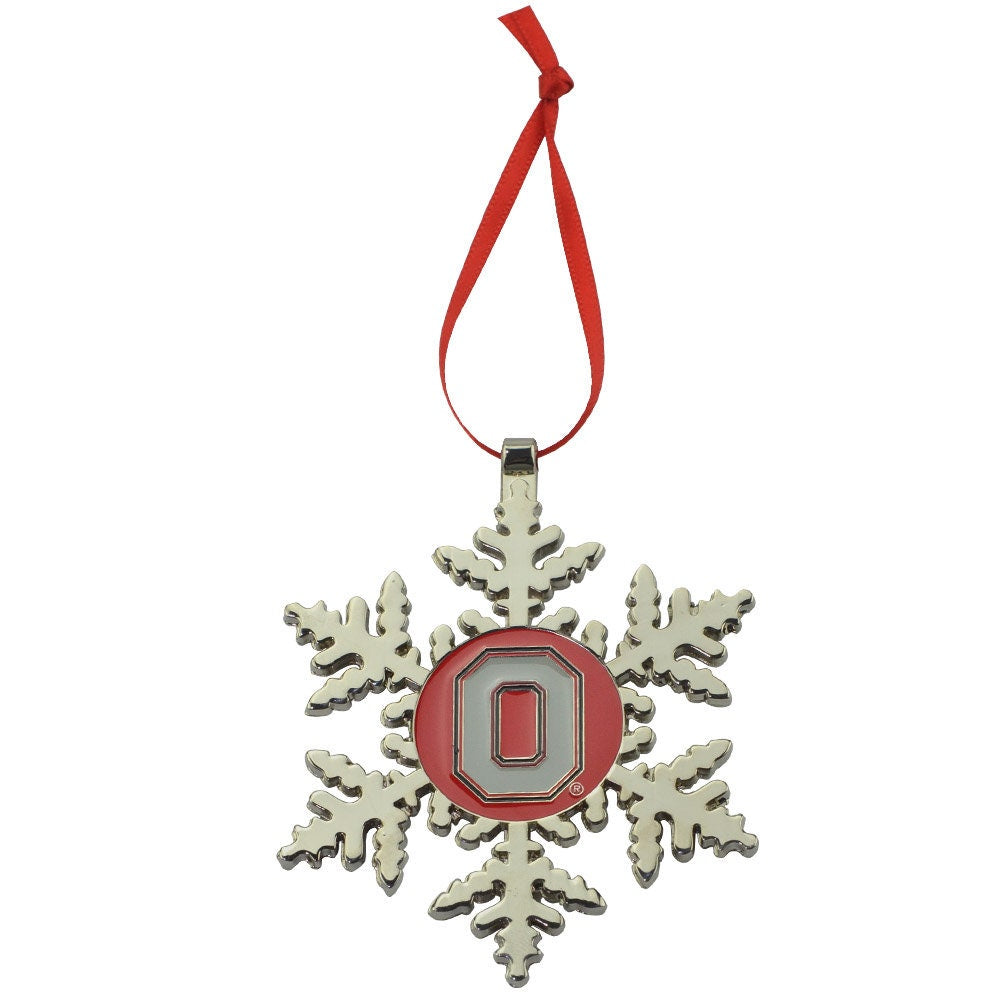 Ohio State Buckeyes Block O Snowflake Christmas Ornament
