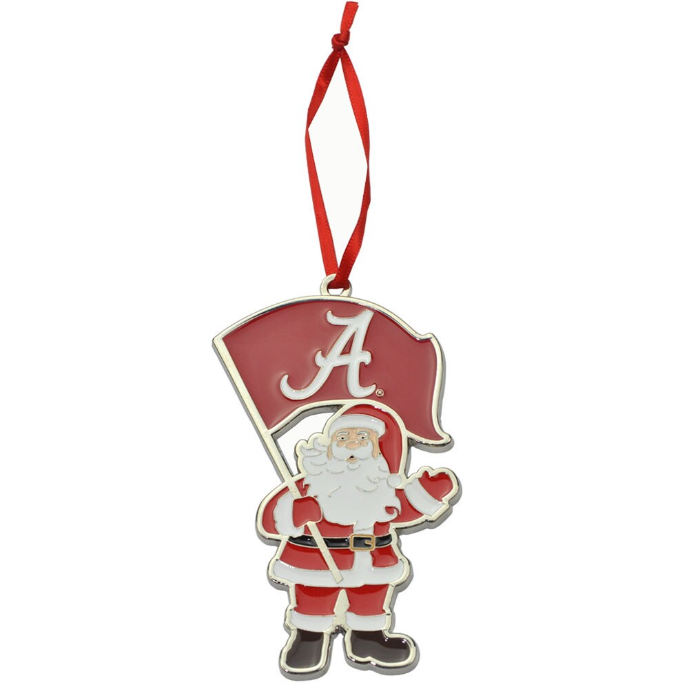 Alabama Crimson Tide Santa Metal Christmas Ornament
