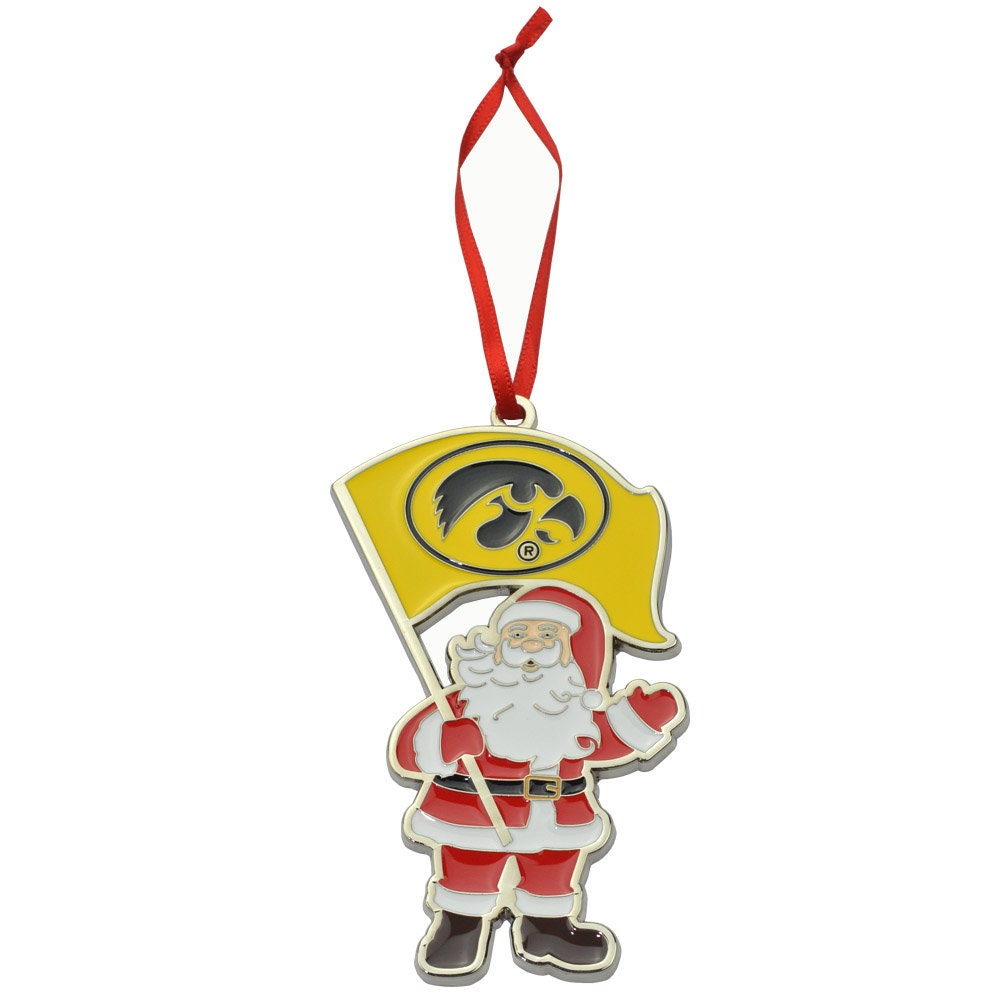 Iowa Hawkeyes Santa Metal Christmas Ornament