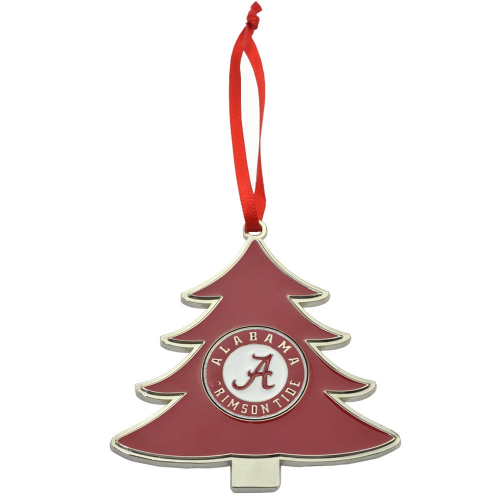 Alabama Crimson Tide Circle Logo Tree Shaped Metal Christmas Ornament