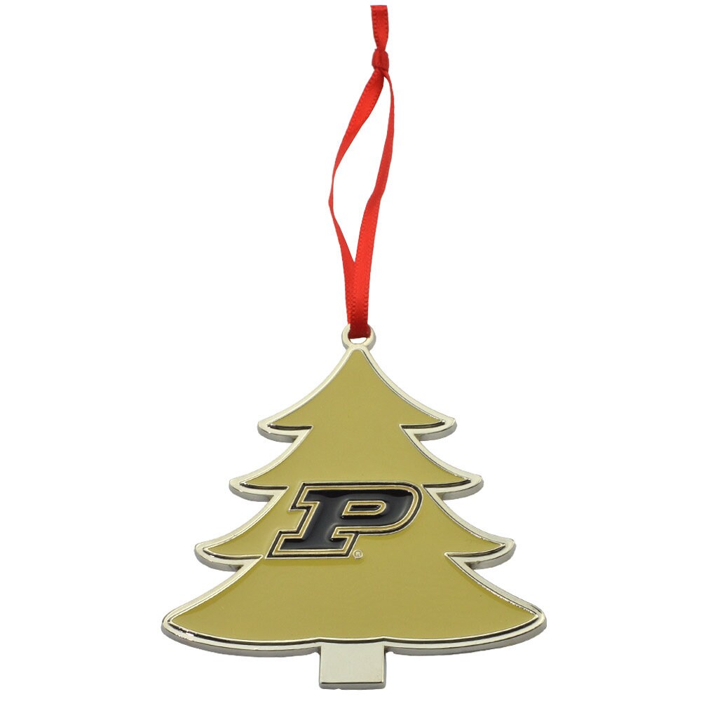 Purdue Boilermakers Tree Shaped Metal Christmas Ornament