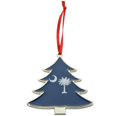 South Carolina Palmetto Flag Tree Shaped Metal Christmas Ornament