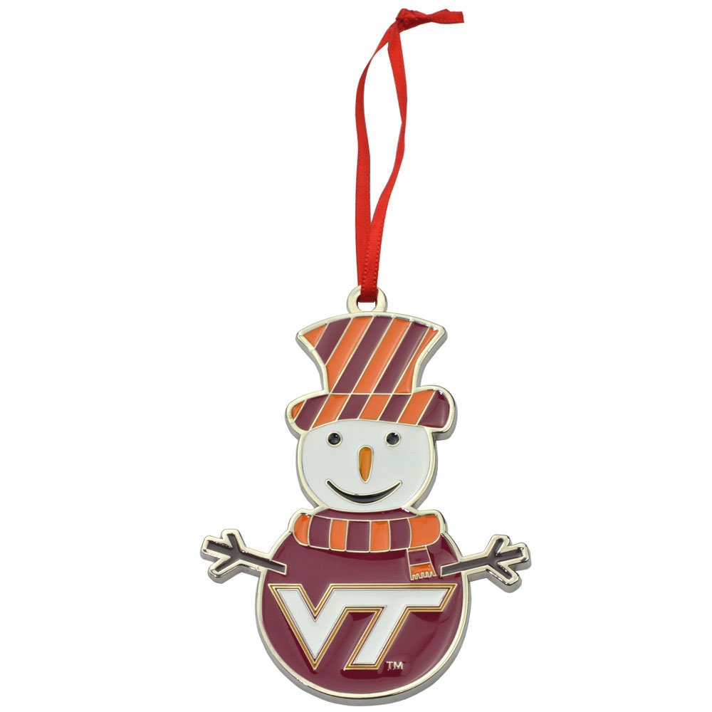 Virginia Tech Hokies Snowman Metal Christmas Ornament