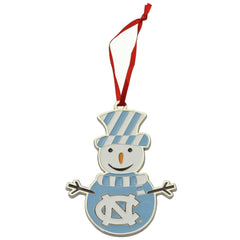 North Carolina Tar Heels (UNC) Snowman Metal Christmas Ornament