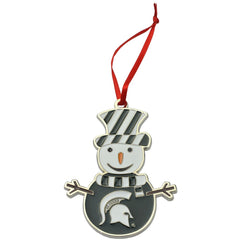 Michigan State Spartans (MSU) Snowman Metal Christmas Ornament