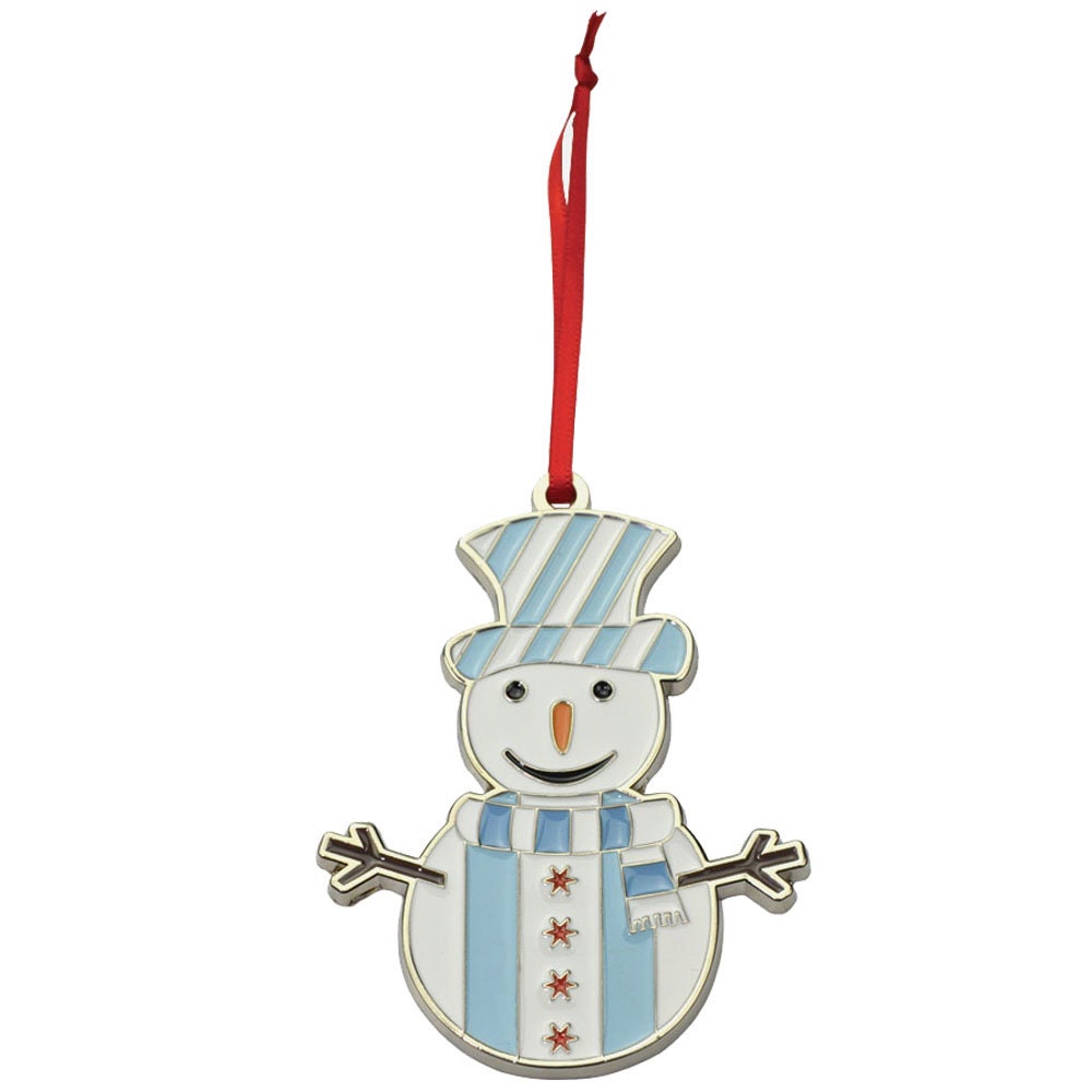 City of Chicago Flag Snowman Metal Christmas Ornament