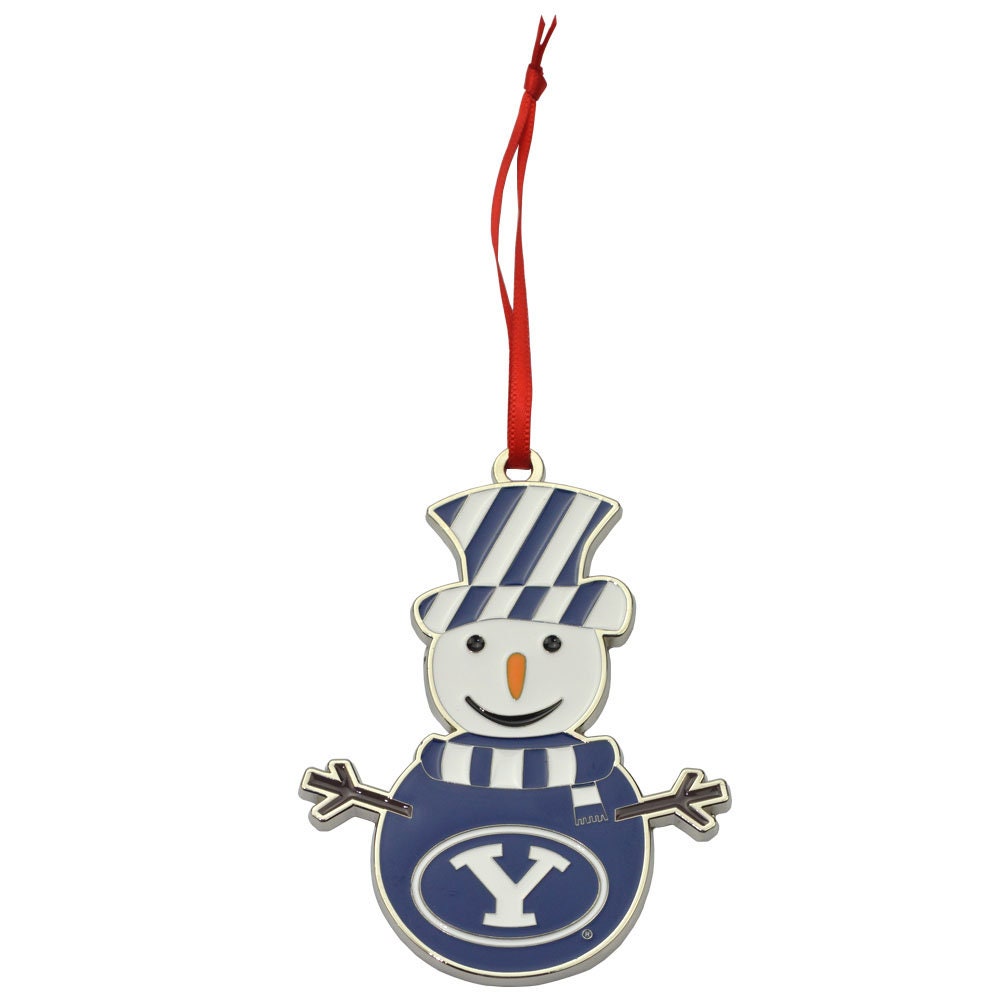 BYU Cougars (Brigham Young University) Snowman Metal Christmas Ornament