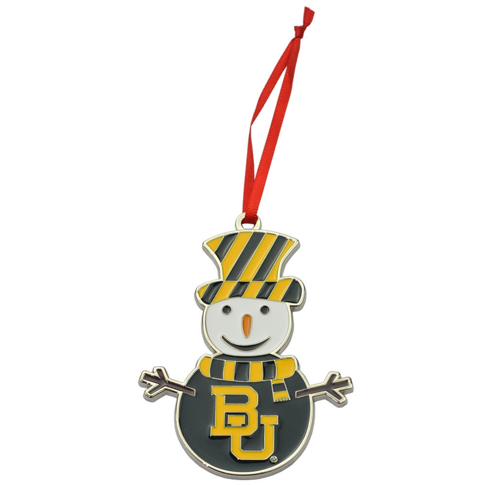 Baylor Bears Snowman Metal Christmas Ornament