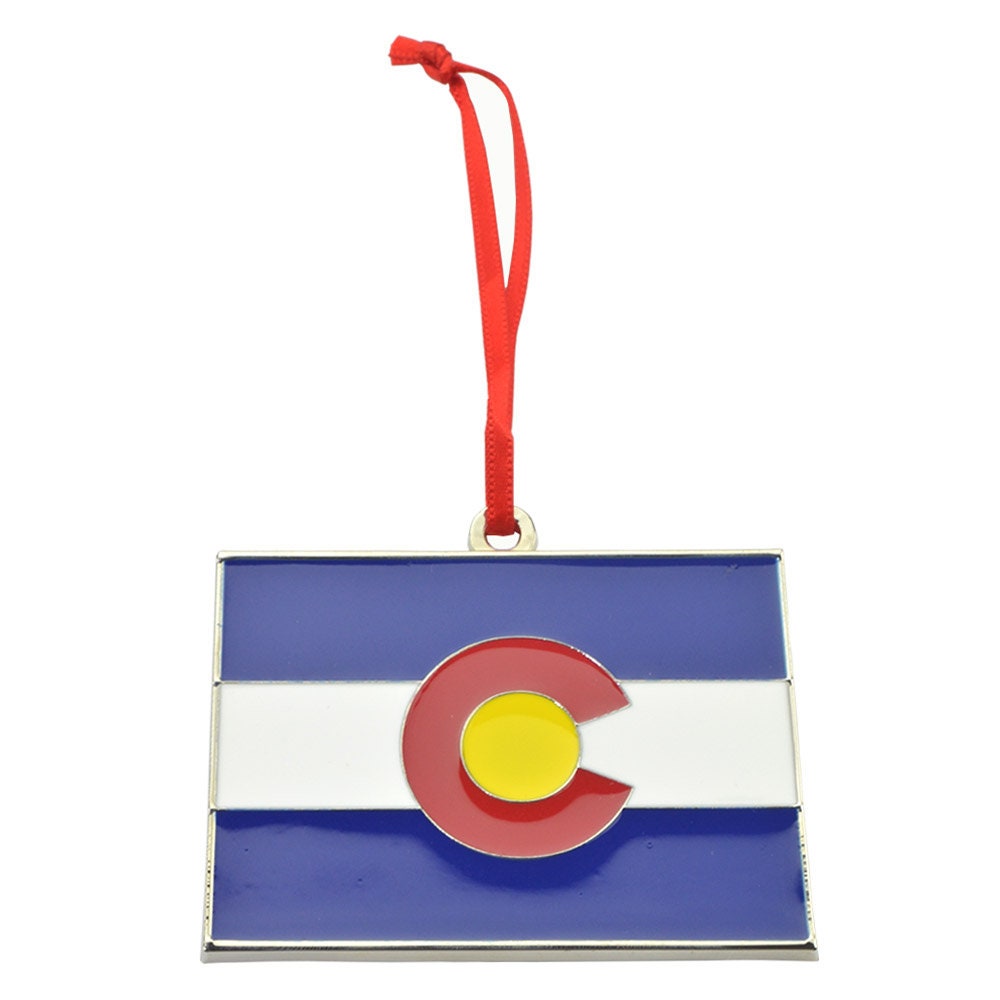 Colorado Flag State Shape Metal Christmas Ornament