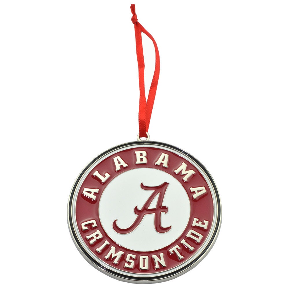 Alabama Crimson Tide Circle A Logo Metal Christmas Ornament